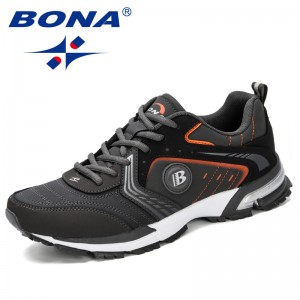 BONA 2019 Running Shoes Men Fashion Outdoor Light Breathable Sneakers Man Lace-Up Sports Walking Jogging Shoes Man Comfortable