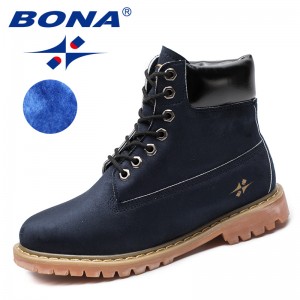 BONA New Arrival Classics Style Women Boots Flock Women Winter Shoes Round Toe Lady Ankle Boots Comfortable Fast Free Shipping