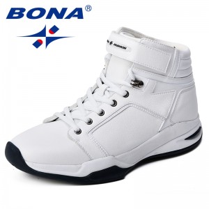BONA 2018 Men Basketball Shoes Cow Split Synthetic Sport Shoes Breathable Outdoor Jogging Shoes Comfortable High Upper Sneakers