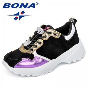 BONA New Fashion Style Children Sneakers Synthetic Lycra Girls Leisure Shoes Outdoor Elastic Band Boys Casual Shoes Soft Light