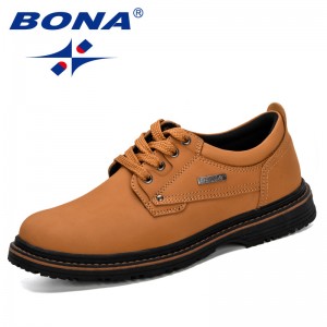 BONA 2019 New Style Men Casual Leather Shoes Oxfords Work Men's Flats Spring Autumn Fashion Luxury Classic Shoes Trendy Comfy