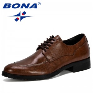 BONA 2019 New Designer Classic Man Round Toe Dress Shoes Men Leather Wedding Shoes Oxford Formal Shoes Fashion Male Comfortable