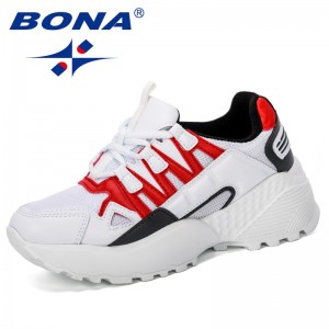 BONA 2019 New Classics Style Wopmen Sneakers Platform Casual Shoes Woman Outdoor Trainers Ladies Trendy Basket Chaussure Femme