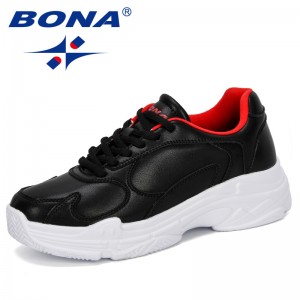 BONA 2019 New Women Sneakers Thick Sole Ladies Platform Shoes Web Celebrity Chunky Dad Sneakers Chaussures Femme Microfiber Shoe