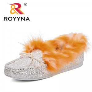 ROYYNA Mules Shoes Woman Loafers Slip On Flats Plush Fashion Casual Female Shoes Woman 2018 Winter Autumn Mujer Black Red Grey