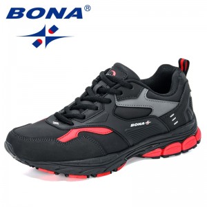 BONA 2021 New Designers Action Leather Sneakers Running Shoes Men Casual Shoes Outdoor Male Lightweight Sport Shoes Mansculino