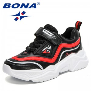 BONA 2021 New Designers Trendy Sneakers Lightweight Children Casual Breathable Boys Shoes Walking Jogging Footwear Girls Comfy