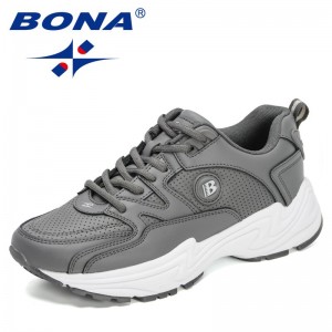 BONA 2021 New Designers Action Leather Running Shoes Male Classic Sneakers Men Breathable Sports Shoes Walking Footwear Man