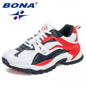 BONA 2021 New Designers Fashion Casual Shoes Men Platform Leisure Sneakers Man Lace-up Breathable Leisure Footwear Mansculino