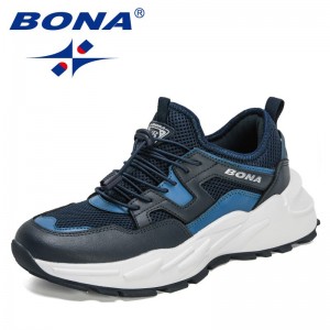 BONA 2021 New Designers Action Leather Running Shoes Men Sneakers Casual Antiskid Wear-resistant Jogging Shoes Man Walking Shoes