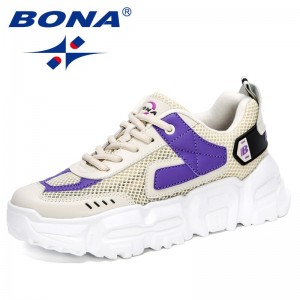 BONA 2021 New Designers Trendy Walking Shoes Women Increase Height Ladies Shoes Fashion Platform Sneakers Feminimo Leisure Shoes
