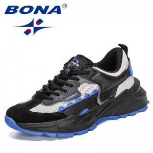 BONA 2021 New Designers Classics Sneakers Men Comfy Light Shoes Man Breathable Soft Leisure Footwear Mansculino Walking Shoes