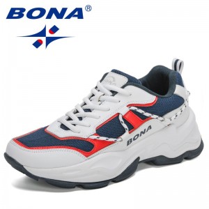 BONA 2021 New Designers Casual Sports Shoes Men Comfortable Running Walking Jooging Shoes Man Athletic Footwear Mansculino Comfy