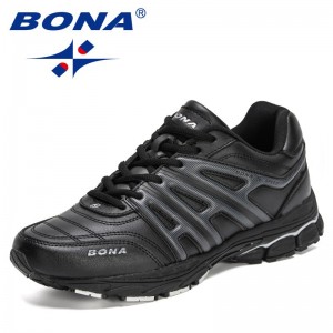 BONA 2021 New Designers Action Leather Running Shoes for Men Walking Jogging Sport Sneakers Man Athletic Running Training Shoes