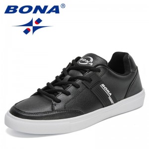 BONA 2021 New Designers Casual Shoes Men Fashion Flat Masculino Vulcanized Shoes Leisure Walking Footwear Man Zapatos De Hombre