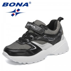 BONA 2021 New Designers Trendy Sneakers for Children Casual Shoes Boys Flats Soft Non-Slip Sole Breathable Mesh Sport Shoes Girl