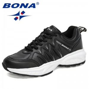 BONA 2021 New Designers Action Leather Running Shoes Men Trekking Wear Resisting Walking Footwear Man Jogging Shoes Mansculino