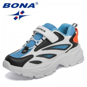 BONA 2021 New Designers Sport Shoes Children Running Sneakers Breathable Soft Sole Kids Casual Shoes Lightweight Walking Shoes