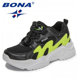 BONA 2021 New Designers Sports Shoes Casual Breathable Kids Fashion Sneakers Boys Girls Shoes Non-slip Outdoor Jogging Footwear