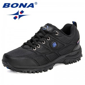 BONA 2021 New Designers Hiking Shoes Men High Quality Leather Mesh Non-Slip Breathable Sneakers Man Trekking Walking Footwear