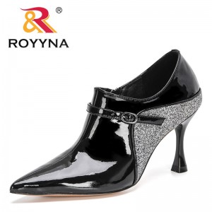 ROYYNA 2021 New Designers Fashion Thin High Heels Shoes For Women Patent Leather Pointed Toe Work Elegant Dress Shoes Feminimo