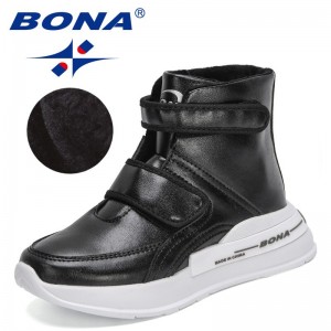 BONA 2022 New Designers Trendy Boots Children Outdoor Anti-slip High Top Boots Boys Warm Ankle Shoes Girls Plush Winter Boots