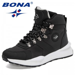 BONA 2021 New Designers Classics Vulcanized Shoes Men High Top Casual Shoes Man Luxury Shoes Platform Sneakers Mansculino Comfy