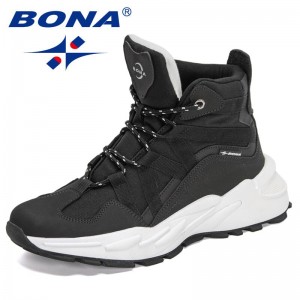 BONA 2021 New Designers Luxury Brand Casual Shoes Men Fashion High Quality Action Leather Sneaker Man High Top Boots Mansculino