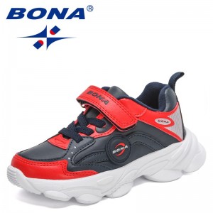 BONA 2021 New Designers Trendy High Quality Sneakers Children Flat Shoes Casual Walking Shoes Kids Running Jogging Shoes Child