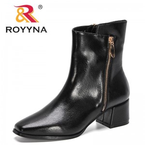 ROYYNA 2022 New Designers Mid-Calf Boots British Style Boots Women Square Toe Winter Shoes Woman Chunky Fashion Botas Mujer Soft