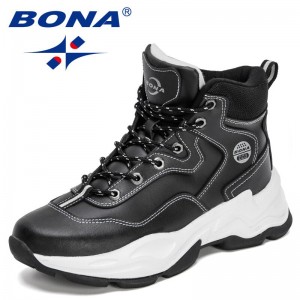 BONA 2021 New Designers High Quality Action Leather Shoes Men Casual Sneakers Man Winter High Top Anti-slip Walking Footwear