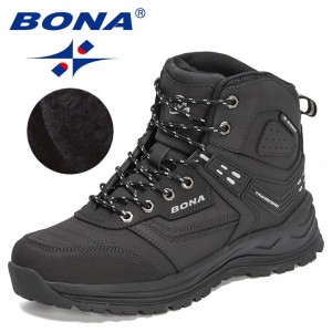 BONA 2022 New Designers Action Leather Plush Super Warm Snow Boots Men Sneakers Ankle Boots Man High Top Winter Botas Hombre