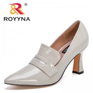 ROYYNA 2021 New Designers Wedding Shoes Women Patent Leather Pumps Ladies High Heels Trendy Pointed Toe Office Shoes Feminimo