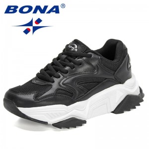 BONA 2021 New Designers Running Shoes Women Athletic Sneakers Walking Breathable Sport Shoes Ladies Hight Platform Casual Shoes