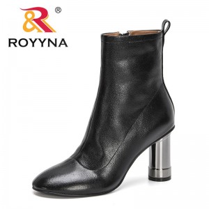 ROYYNA 2022 New Designers Black Orange Ankle Boots Women Spring/ Autumn Round Toe Boots High Heels Ladies High Top Boots Comfy