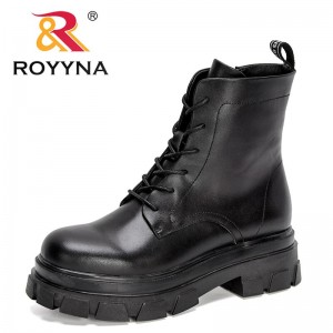 ROYYNA 2022 New Designers Black Platform Ankle Boots Women Genuine Leather Chunky Winter Boots Ladies High Top Boots Feminimo