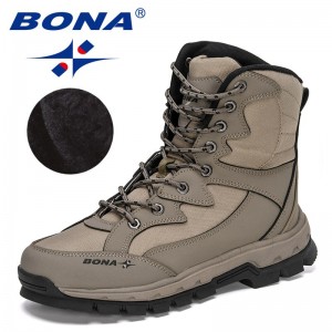 BONA 2022 New Designers Action Leather High Top Hiking Shoes Men Durable Anti-Slip Outdoor Climbing Hiking Shoes Man Ankle Boots