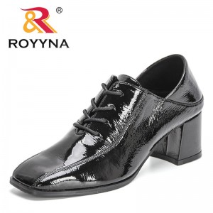 ROYYNA 2021 New Designers Patent Leather Thick Heels Party Wedding Shoes Woman Square Toe Shoes Feminimo Office Dress Shoes