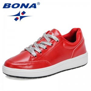 BONA 2021 New Designers Luxury Brand Thick Bottom Sneakers Women High Quality Lace-Up Casual Shoes Ladies Walking Footwear Woman