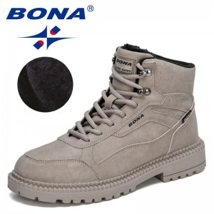 BONA 2022 New Designers Action Leather Boots Winter Super Warm Snow Boots Men Work Casual Shoes Man Plush High Top Sneakers Soft