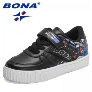 BONABONA 2021 New Designers Trendy Sneakers Boys Casual Flat Plaform Shoes Girls Sport Shoes Anti-slippery Walking Shoes Children