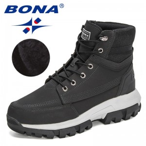 BONA 2021 New Designers High Top Plush Work Shoes Men Platform Ankle Boots Man High Quality Outdoor Winter Booties Mansculino
