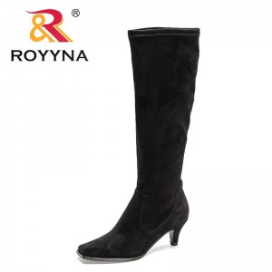ROYYNA 2022 New Designers Fashion Large Size Boots Women Autumn Long Tube Heels Shoes Ladies Trendy Casual Zipper Comfy Boots