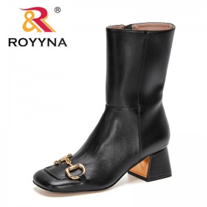 ROYYNA 2022 New Designers Metal Buckle Autumn Winter Shoes Woman Spuare Toe Block Heels Ankle Boots Female Botas Comfortable