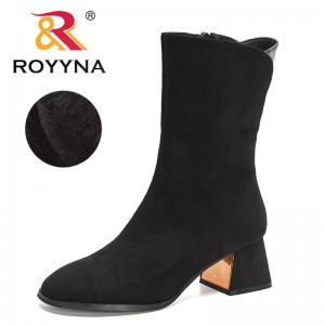 ROYYNA 2022 New Designers Flock High Boots Women Winter Casual Shoes Lightweight Warm Short Plush Boots Ladies High Quality Boot