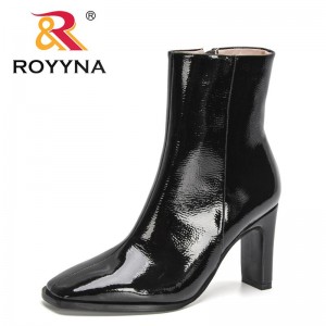ROYYNA 2022 New Designers Ankle Boots Black Office Lady Shoe Round Toe High Heels Booties Women Warm High Top Comfy botas mujer