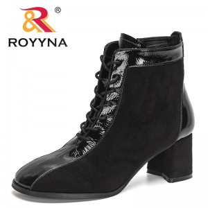 ROYYNA 2022 New Designers Luxury Brand High Top Winter Boots Women High Heels Ankle Boots Ladies High Quality Work Shoes Female
