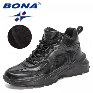 BONA 2022 New Designers Brand Snow Boots Men Protective Wear-resistant Ankle Boots Man Plush Warm Winter High Top Boots Comfort