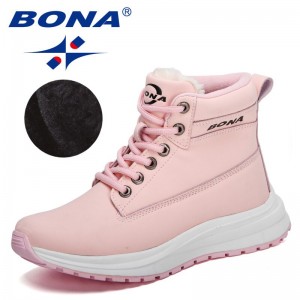 BONA 2022 New Designers High Quality Warm Plush Sneakers Women Ankle Snow Boots Woman Lace-up High Top Footwear Feminimo Comfy