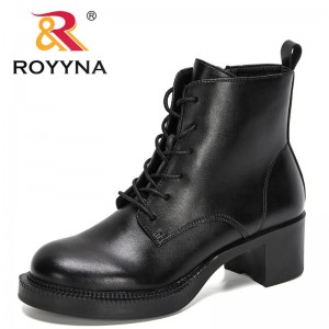 ROYYNA 2022 New Designers Ankle Boots Female Luxury Brand Round Toe Lace Up Platform Boots Ladies High Quality Elegant Shoes